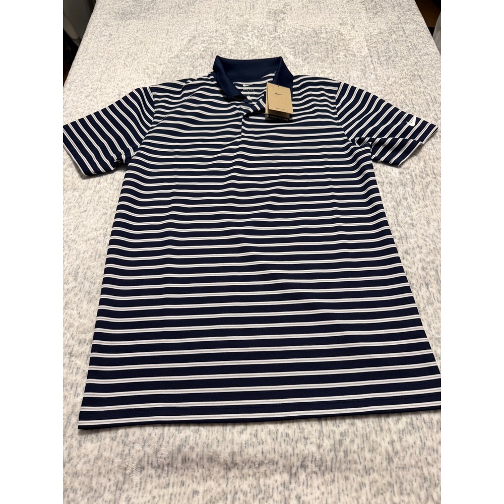 Nike Dri-FIT Mens Striped Golf Polo Shirt Navy White DH0835-451 Size S NEW